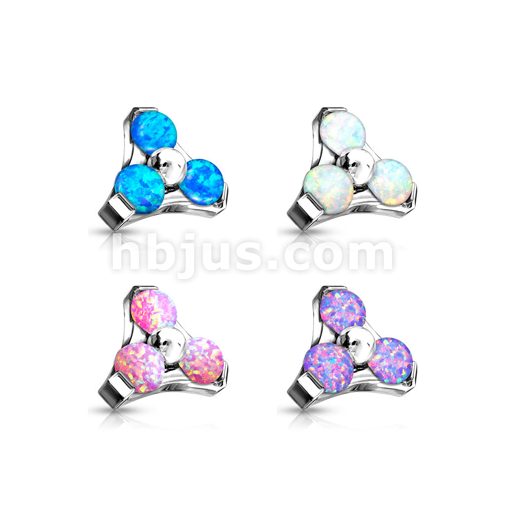 Three Opal Set Triangle 316L Surgical Steel Internally Threaded Top Parts - Image 7