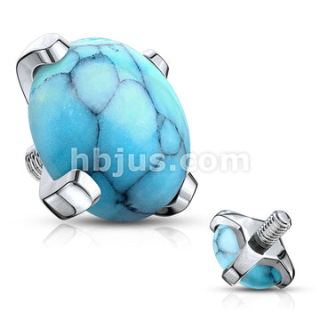 10 pc Pack Semi Precious Stone Prong Set 316L Surgical Steel Internally... - Image 7