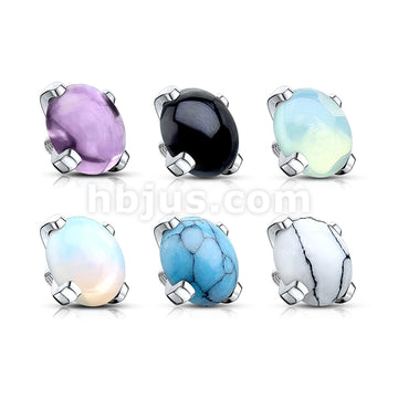 10 pc Pack Semi Precious Stone Prong Set 316L Surgical Steel Internally... - Image 9
