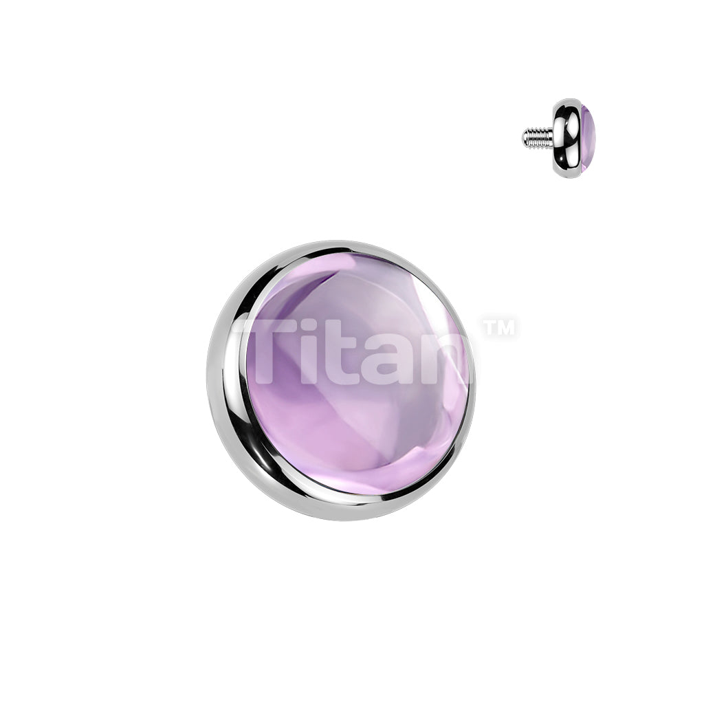 Titanium Internally Threaded Flat Bezel Set Natural Stone Top - Image 2