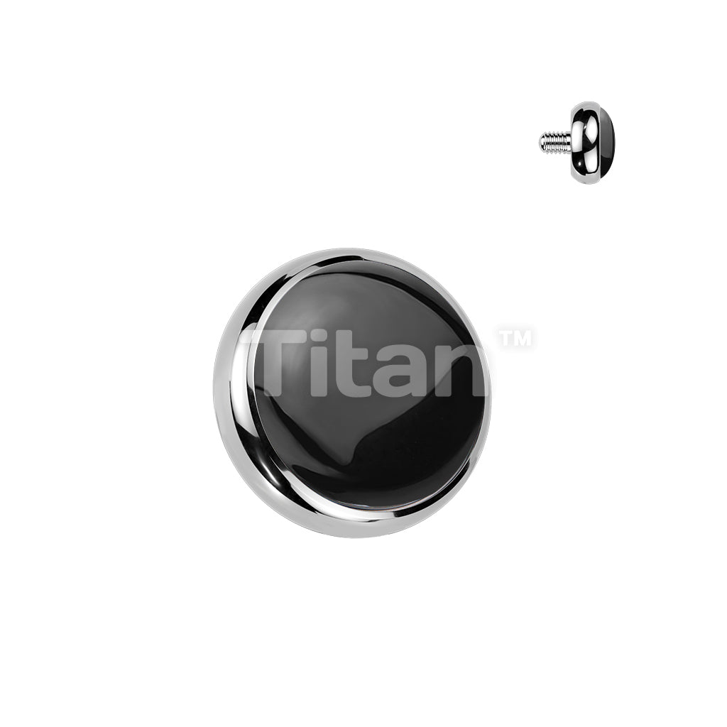Titanium Internally Threaded Flat Bezel Set Natural Stone Top - Image 3