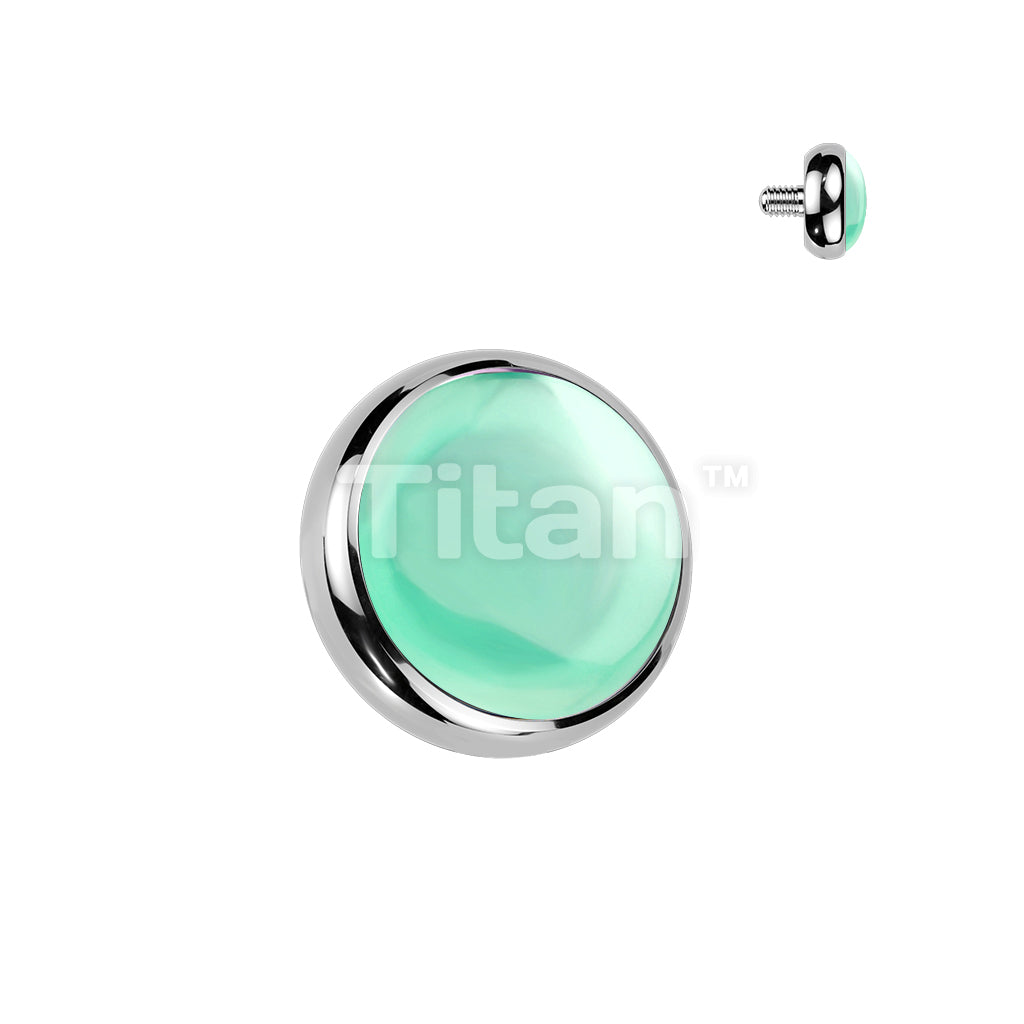 Titanium Internally Threaded Flat Bezel Set Natural Stone Top - Image 4