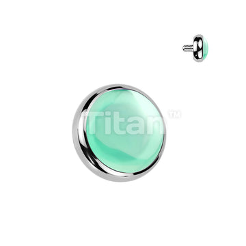 Titanium Internally Threaded Flat Bezel Set Natural Stone Top - Image 4