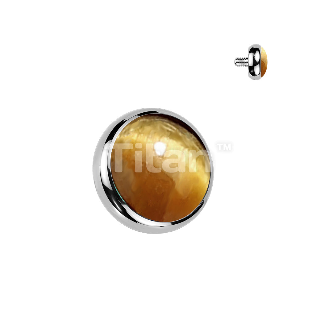 Titanium Internally Threaded Flat Bezel Set Natural Stone Top - Image 5