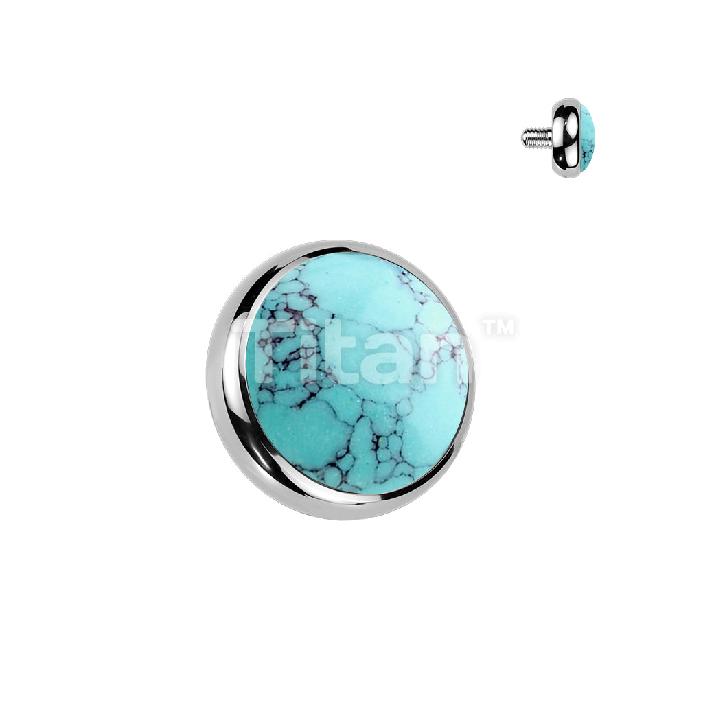 Titanium Internally Threaded Flat Bezel Set Natural Stone Top - Image 6