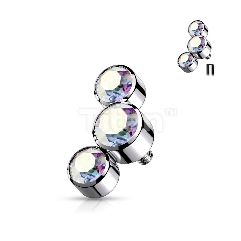 Implant Grade Titanium Internally Threaded 3 Round Bezel Set Swarovski Crystal Top Parts - Image 3