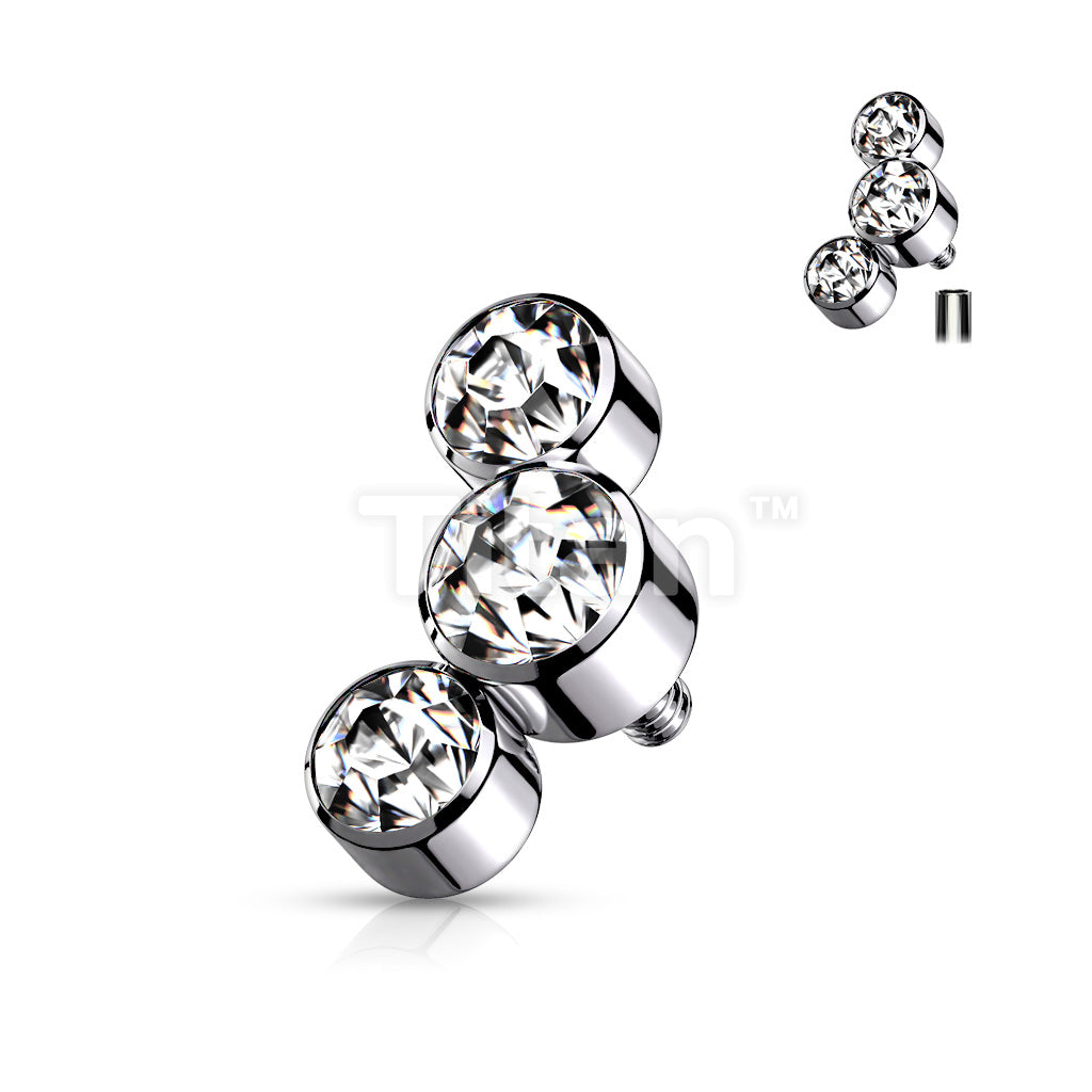 Implant Grade Titanium Internally Threaded 3 Round Bezel Set Swarovski Crystal Top Parts - Image 4