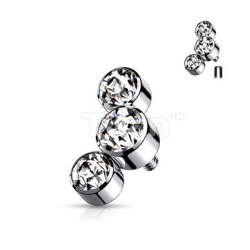 Implant Grade Titanium Internally Threaded 3 Round Bezel Set Swarovski Crystal Top Parts - Image 4