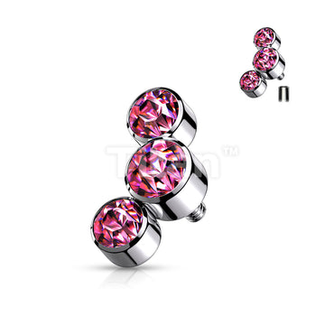 Implant Grade Titanium Internally Threaded 3 Round Bezel Set Swarovski Crystal Top Parts - Image 5