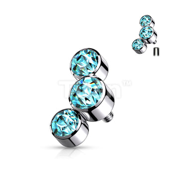 Implant Grade Titanium Internally Threaded 3 Round Bezel Set Swarovski Crystal Top Parts - Image 6