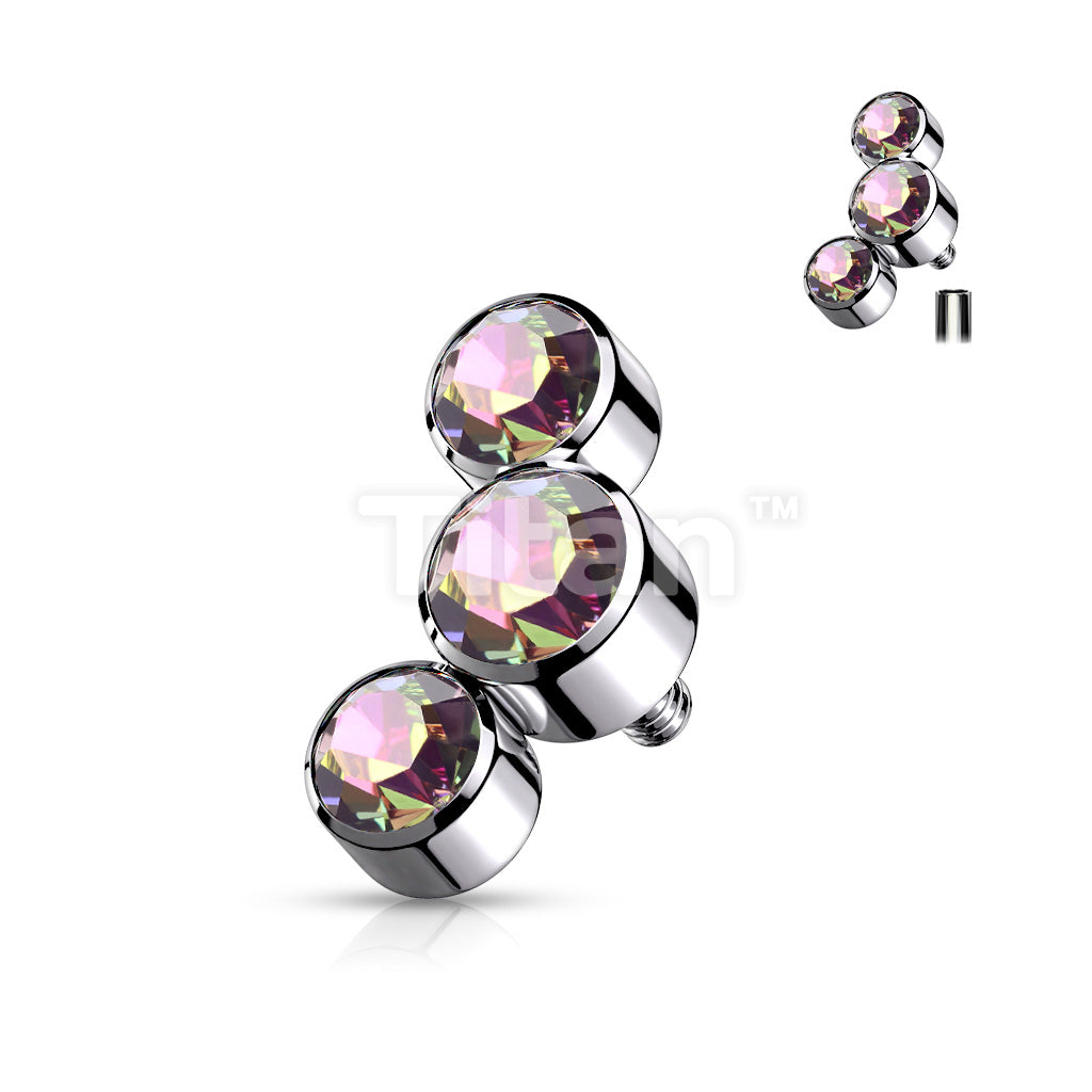 Implant Grade Titanium Internally Threaded 3 Round Bezel Set Swarovski Crystal Top Parts - Image 7