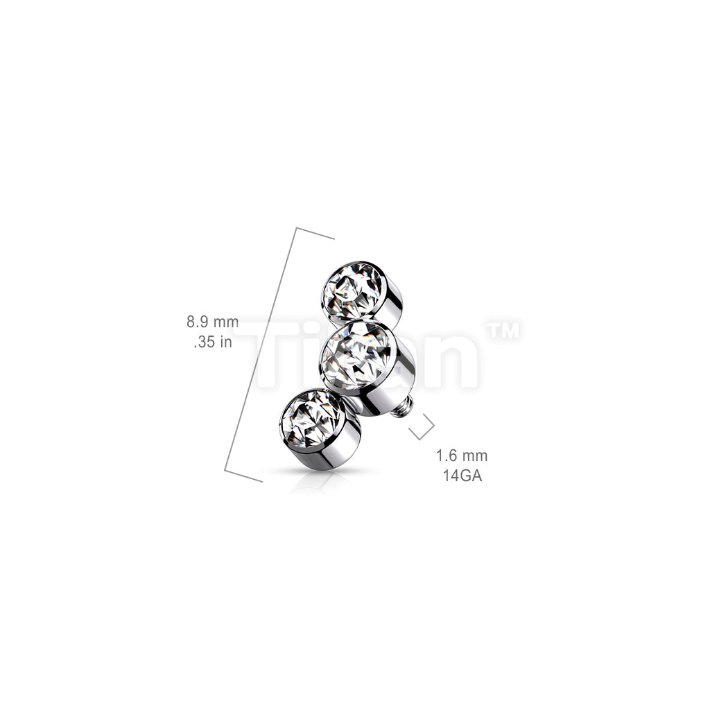 Implant Grade Titanium Internally Threaded 3 Round Bezel Set Swarovski Crystal Top Parts - Image 8