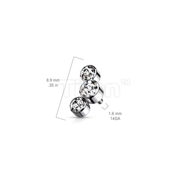 Implant Grade Titanium Internally Threaded 3 Round Bezel Set Swarovski Crystal Top Parts - Image 8