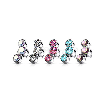 Implant Grade Titanium Internally Threaded 3 Round Bezel Set Swarovski Crystal Top Parts - Image 9
