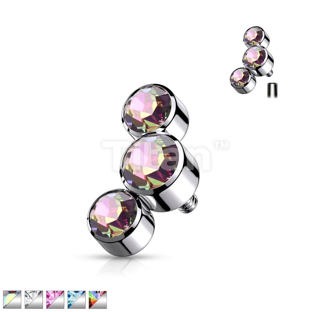 Implant Grade Titanium Internally Threaded 3 Round Bezel Set Swarovski Crystal Top Parts - Image 2