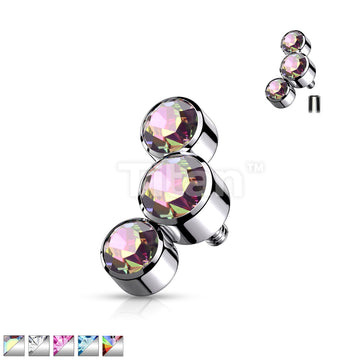 Implant Grade Titanium Internally Threaded 3 Round Bezel Set Swarovski Crystal Top Parts - Image 2
