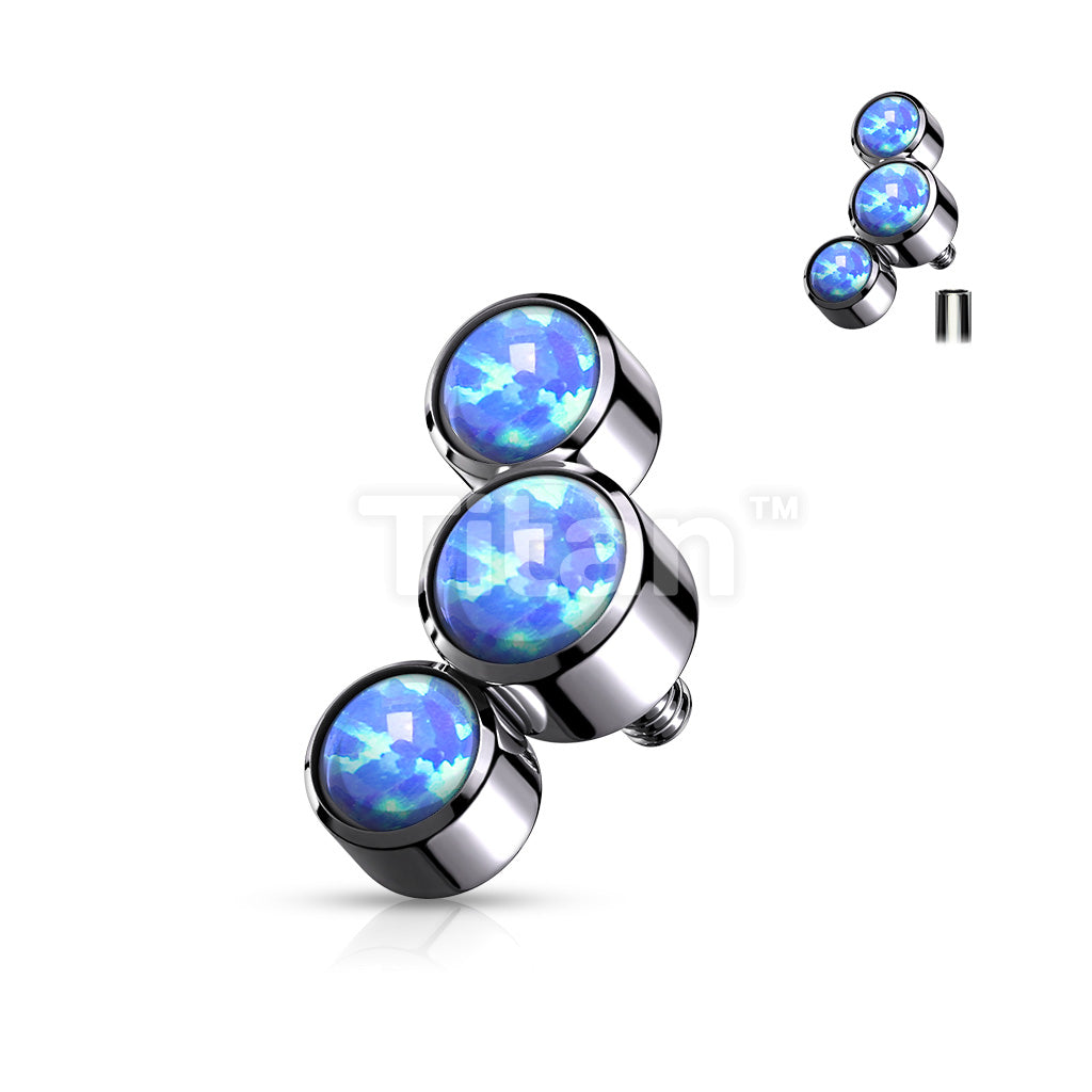 Implant Grade Titanium Internally Threaded 3 Round Bezel Set Opal Top Parts - Image 3
