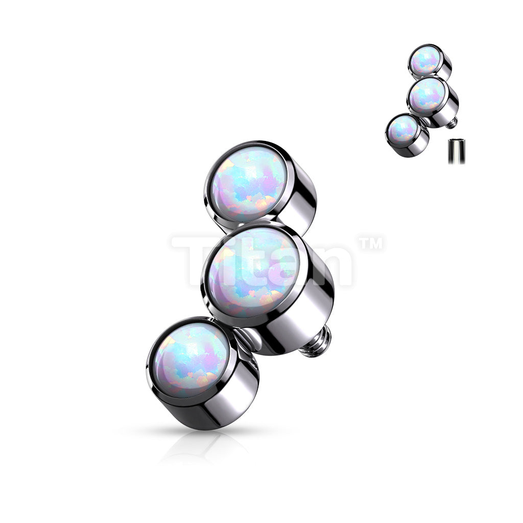 Implant Grade Titanium Internally Threaded 3 Round Bezel Set Opal Top Parts - Image 4