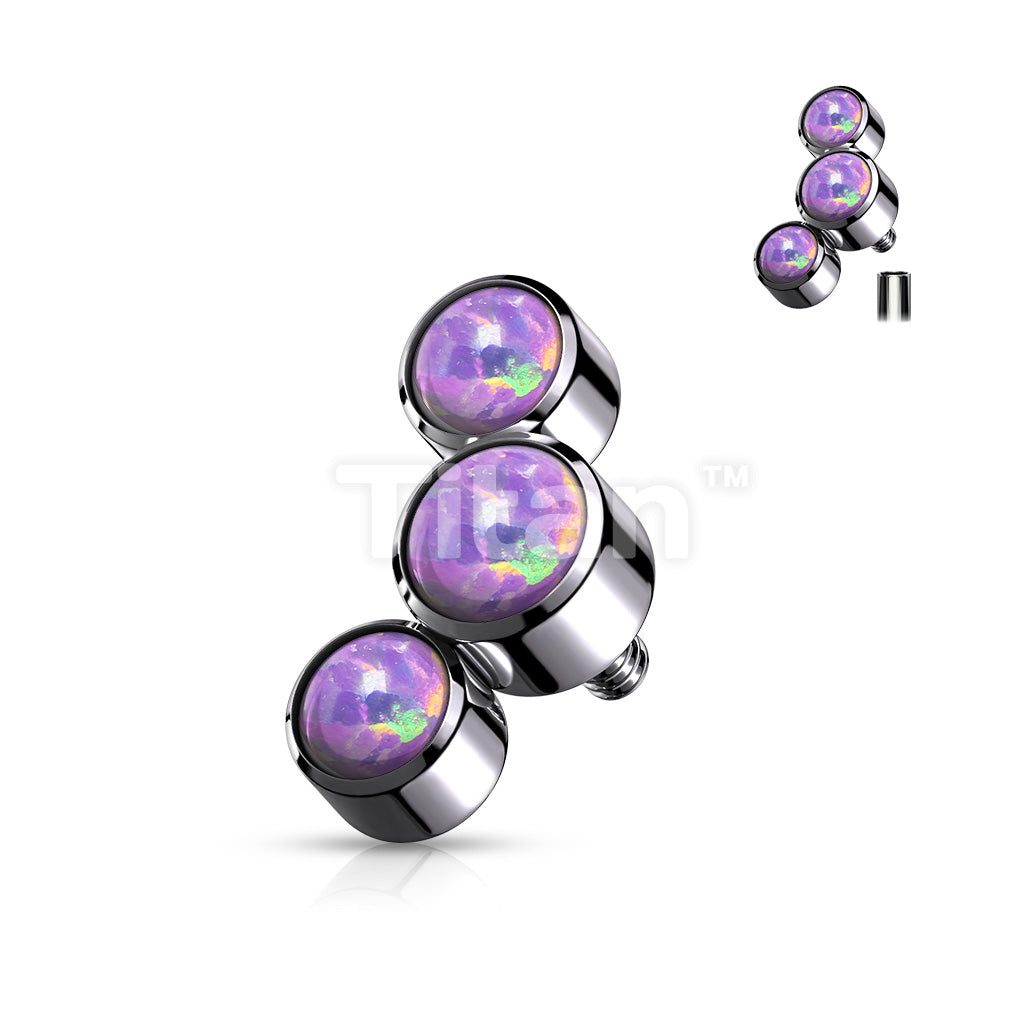 Implant Grade Titanium Internally Threaded 3 Round Bezel Set Opal Top Parts - Image 5