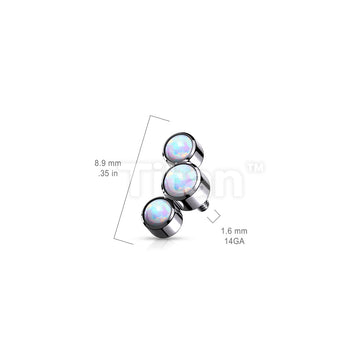 Implant Grade Titanium Internally Threaded 3 Round Bezel Set Opal Top Parts - Image 6
