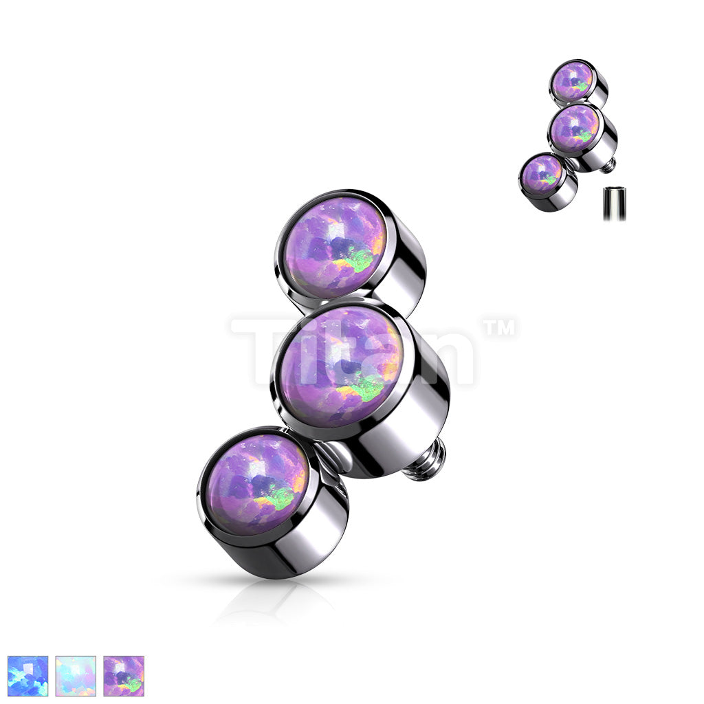 Implant Grade Titanium Internally Threaded 3 Round Bezel Set Opal Top Parts - Image 2