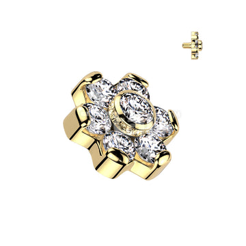 ASTM F136 Titanium Implant Grade Titanium Internally Threaded CZ Flower... - Image 4