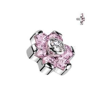 ASTM F136 Titanium Implant Grade Titanium Internally Threaded CZ Flower... - Image 5