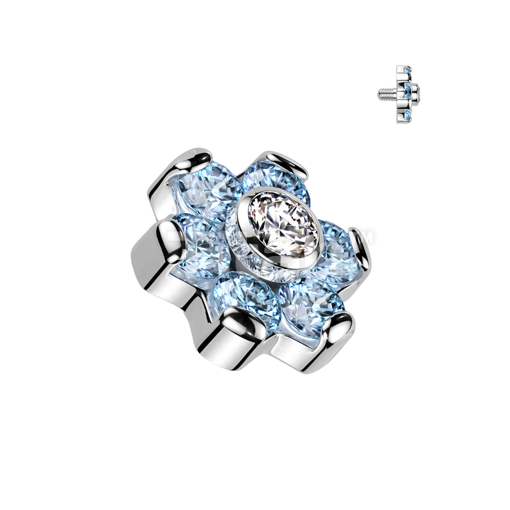 Implant Grade Titanium Internally Threaded CZ Flower Top With Bezel Set Center and Prong Set Petals - Image 6
