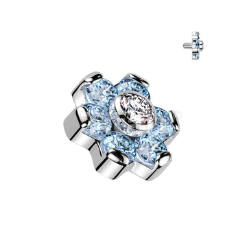 Implant Grade Titanium Internally Threaded CZ Flower Top With Bezel Set Center and Prong Set Petals - Image 6