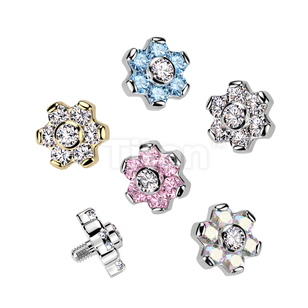 ASTM F136 Titanium Implant Grade Titanium Internally Threaded CZ Flower...