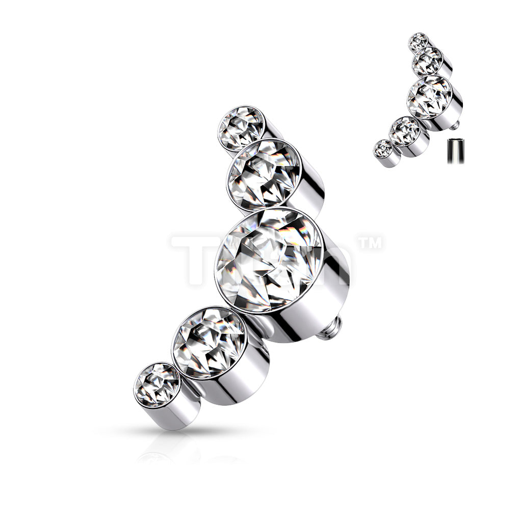 Implant Grade Titanium Internally Threaded 5 Bezel Set Round Swarovski Crystal Top Parts - Image 5