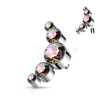 Implant Grade Titanium Internally Threaded 5 Bezel Set Round Swarovski Crystal Top Parts - Image 7