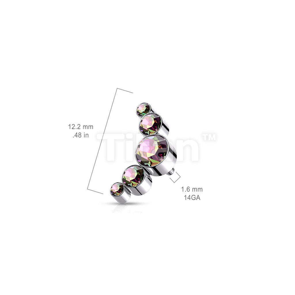 Implant Grade Titanium Internally Threaded 5 Bezel Set Round Swarovski Crystal Top Parts - Image 8
