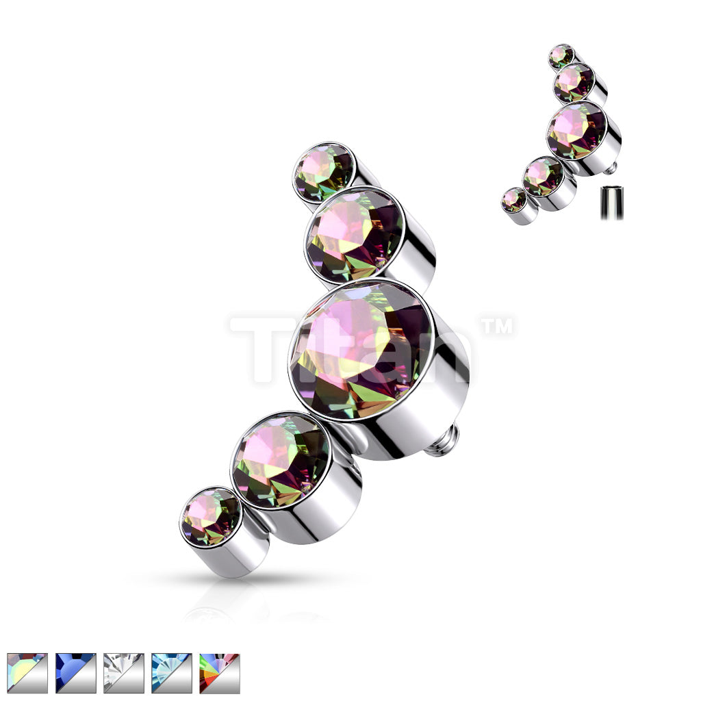 Implant Grade Titanium Internally Threaded 5 Bezel Set Round Swarovski Crystal Top Parts - Image 2