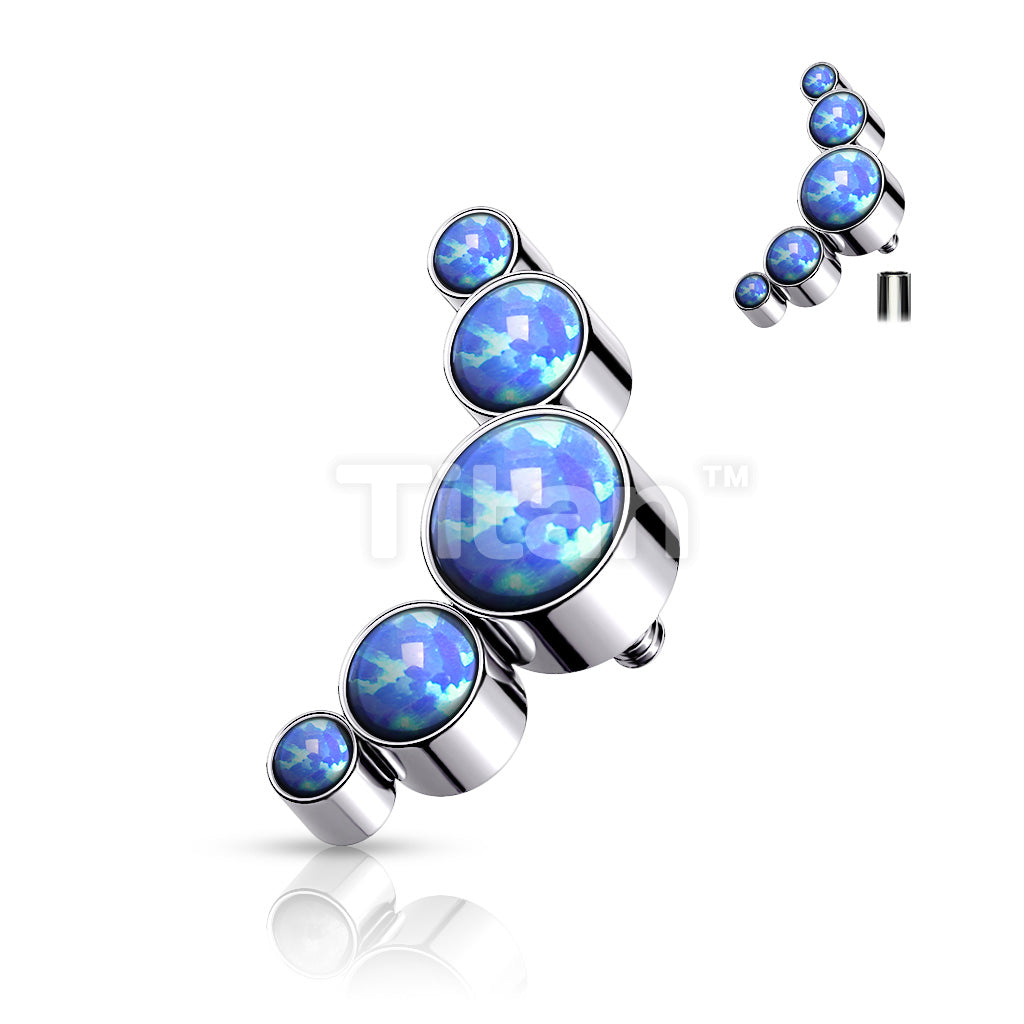 Implant Grade Titanium Internally Threaded 5 Round Bezel Set Opal Top Parts - Image 3