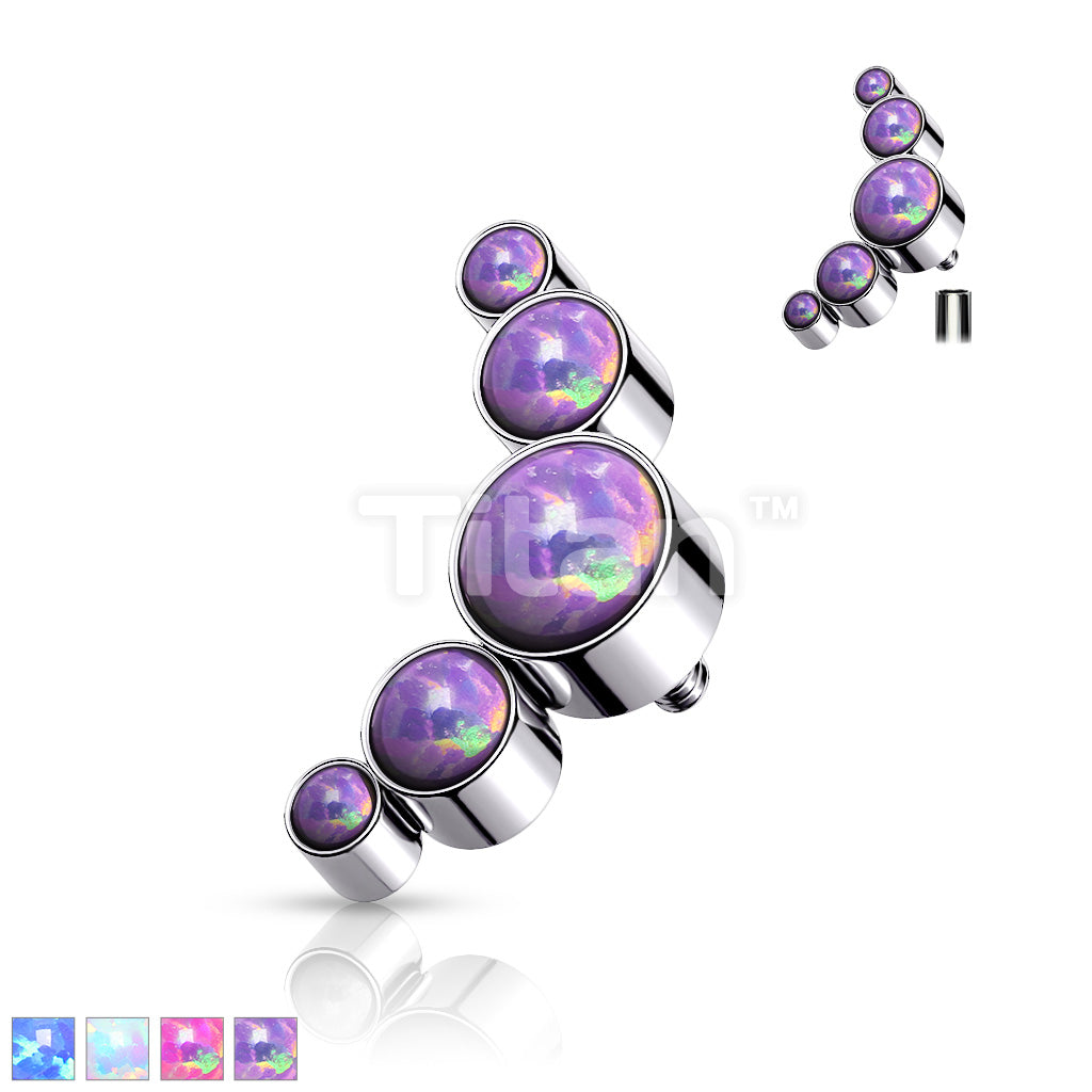 Implant Grade Titanium Internally Threaded 5 Round Bezel Set Opal Top Parts - Image 2