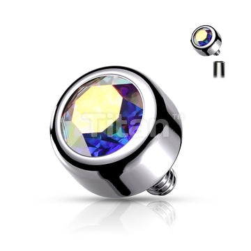 Implant Grade Titanium Internally Threaded Bezel Set Round Swarovski Crystal Top - Image 3