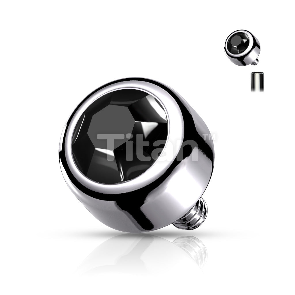 Implant Grade Titanium Internally Threaded Bezel Set Round Swarovski Crystal Top - Image 5