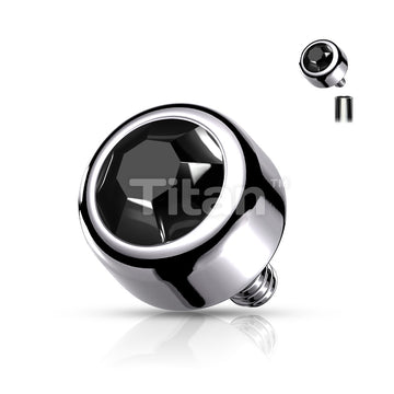 Implant Grade Titanium Internally Threaded Bezel Set Round Swarovski Crystal Top - Image 5