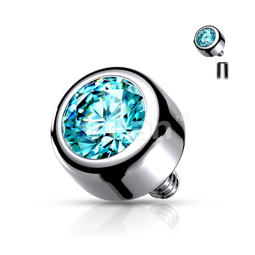 Implant Grade Titanium Internally Threaded Bezel Set Round Swarovski Crystal Top - Image 7