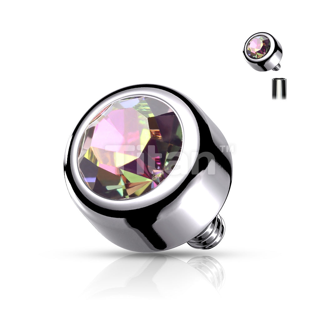 Implant Grade Titanium Internally Threaded Bezel Set Round Swarovski Crystal Top - Image 8