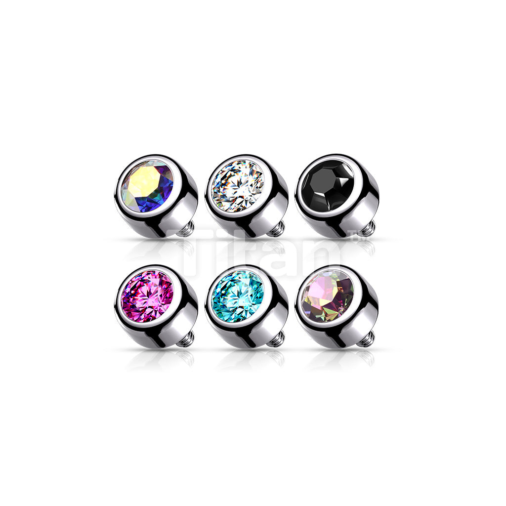 Implant Grade Titanium Internally Threaded Bezel Set Round Swarovski Crystal Top - Image 9