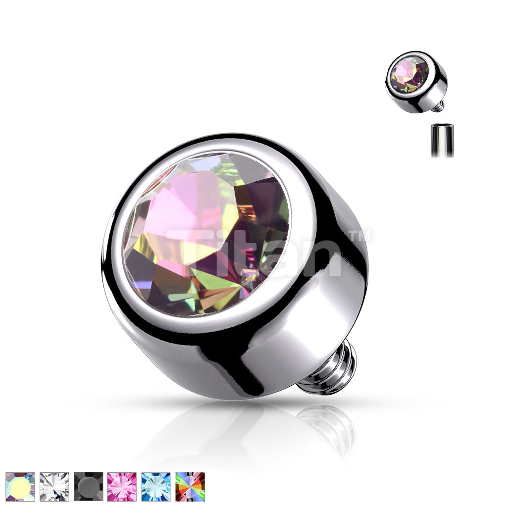 Implant Grade Titanium Internally Threaded Bezel Set Round Swarovski Crystal Top - Image 2