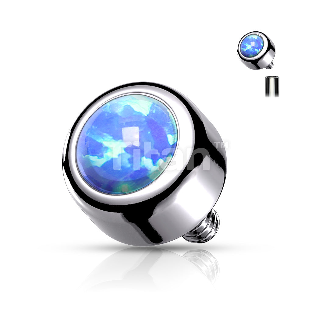 Implant Grade Titanium Internally Threaded Bezel Set Round Opal Top - Image 3