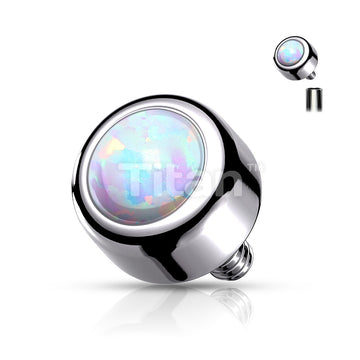 Implant Grade Titanium Internally Threaded Bezel Set Round Opal Top - Image 4