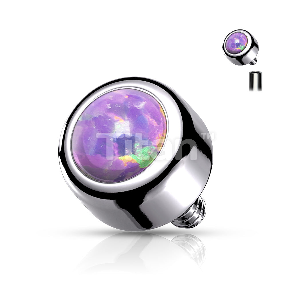 Implant Grade Titanium Internally Threaded Bezel Set Round Opal Top - Image 6