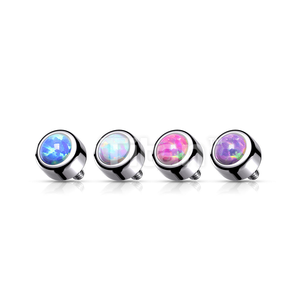 Implant Grade Titanium Internally Threaded Bezel Set Round Opal Top - Image 7