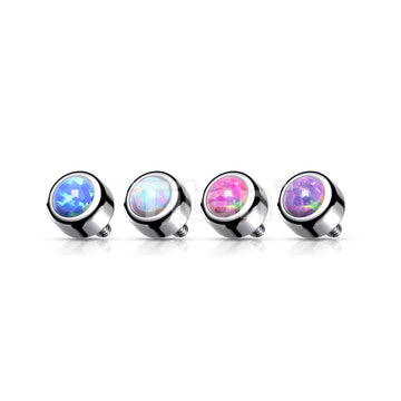 Implant Grade Titanium Internally Threaded Bezel Set Round Opal Top - Image 7