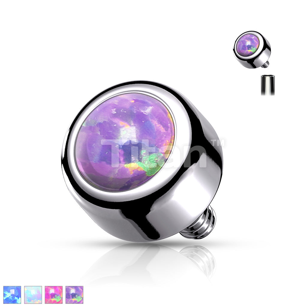 Implant Grade Titanium Internally Threaded Bezel Set Round Opal Top - Image 2