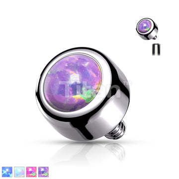 Implant Grade Titanium Internally Threaded Bezel Set Round Opal Top - Image 2